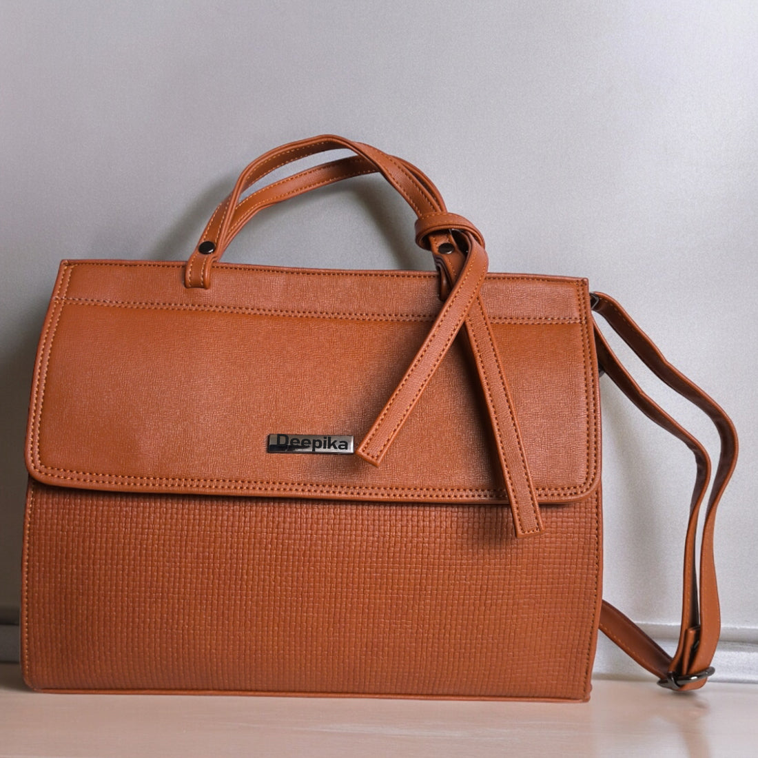 PERSONALISED PURE LEATHER KATE HANDBAGS FOR WOMEN - BROWN