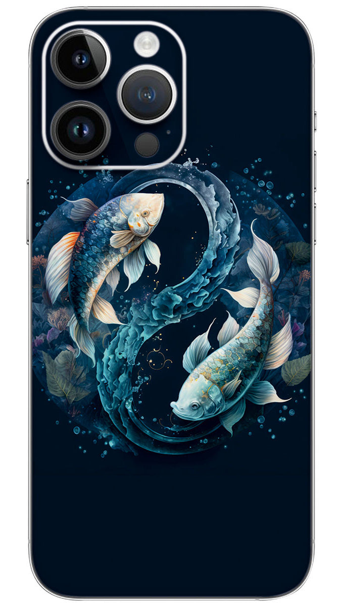 Pisces zodiac sign on space Mobile Skin Wrap - ANI0111