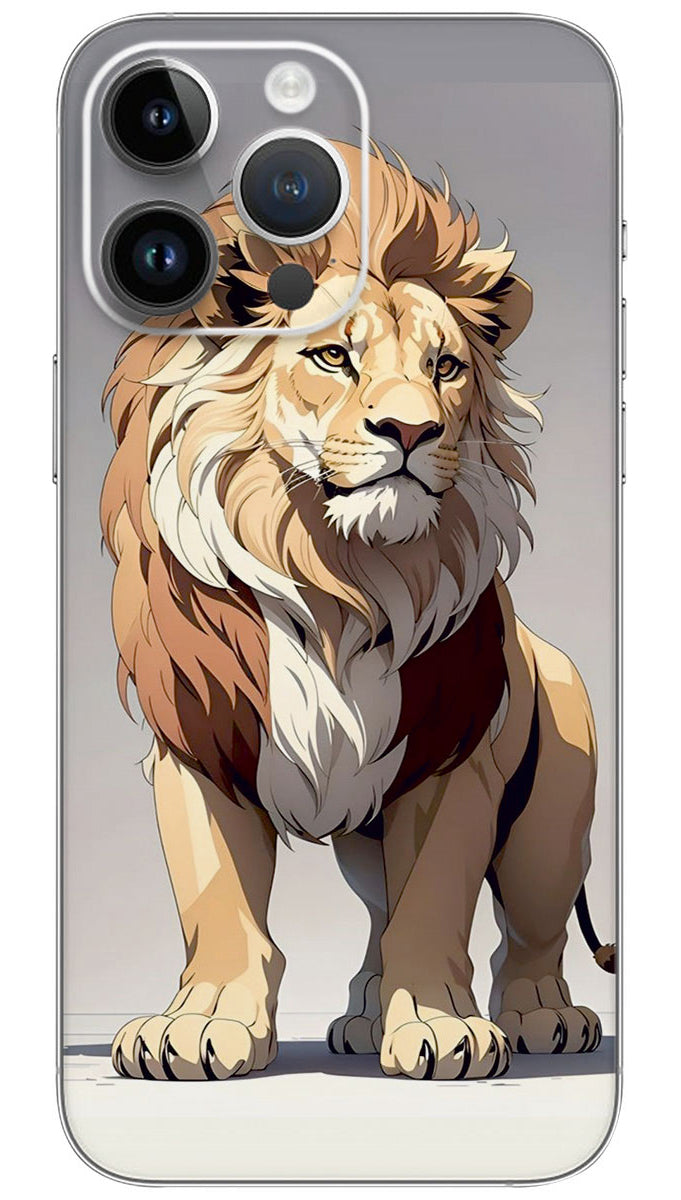 Lion's Grace: Minimalistic Line Mobile Skin Wrap - ANI0201