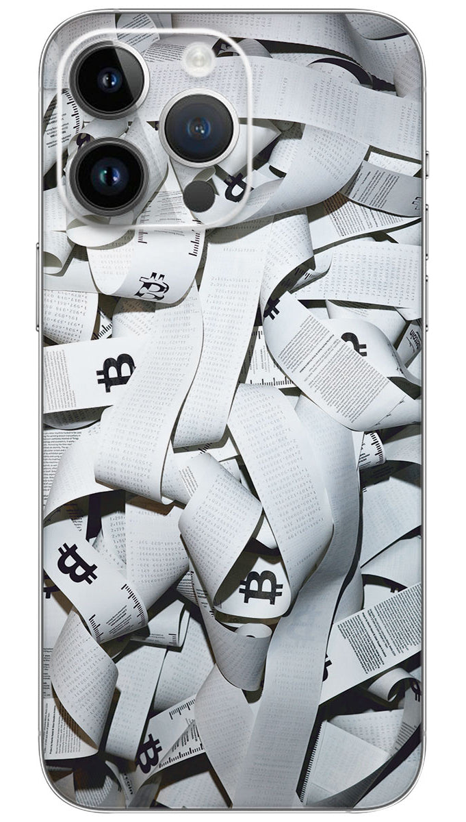 A pile of white ribbons with black letters Mobile Skin Wrap - BR0128