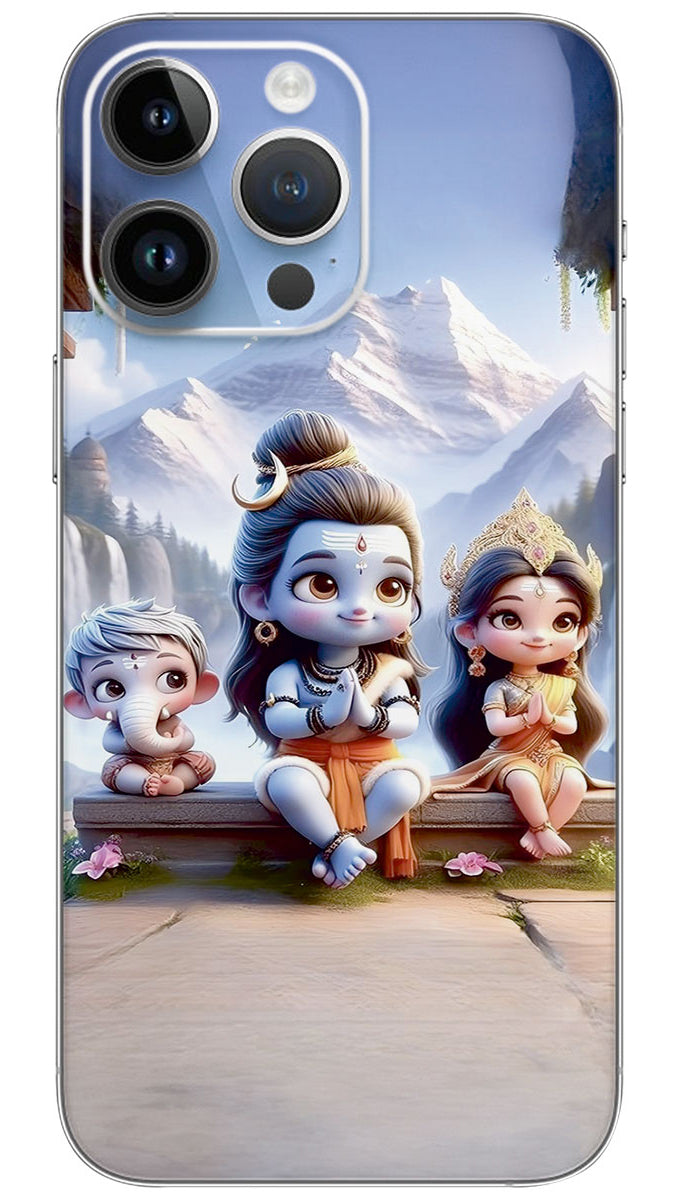 LITTLE SHIV PARVTI AND GANESH Mobile Skin Wrap - GOD0723