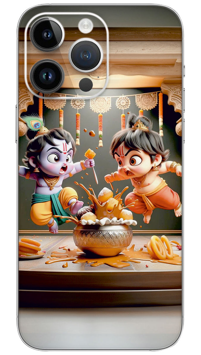LITTLE SHREE KRISHNA AND SHREE BALRAM Mobile Skin Wrap - GOD0859