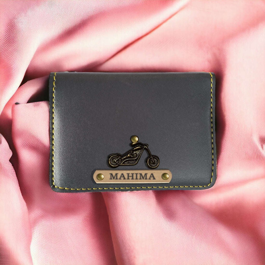 PERSONALISED LEATHER CARD HOLDER - GRAY