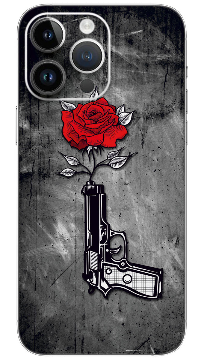 Amoled monster GUN WITH ROSE Mobile Skin Wrap - MOK0019