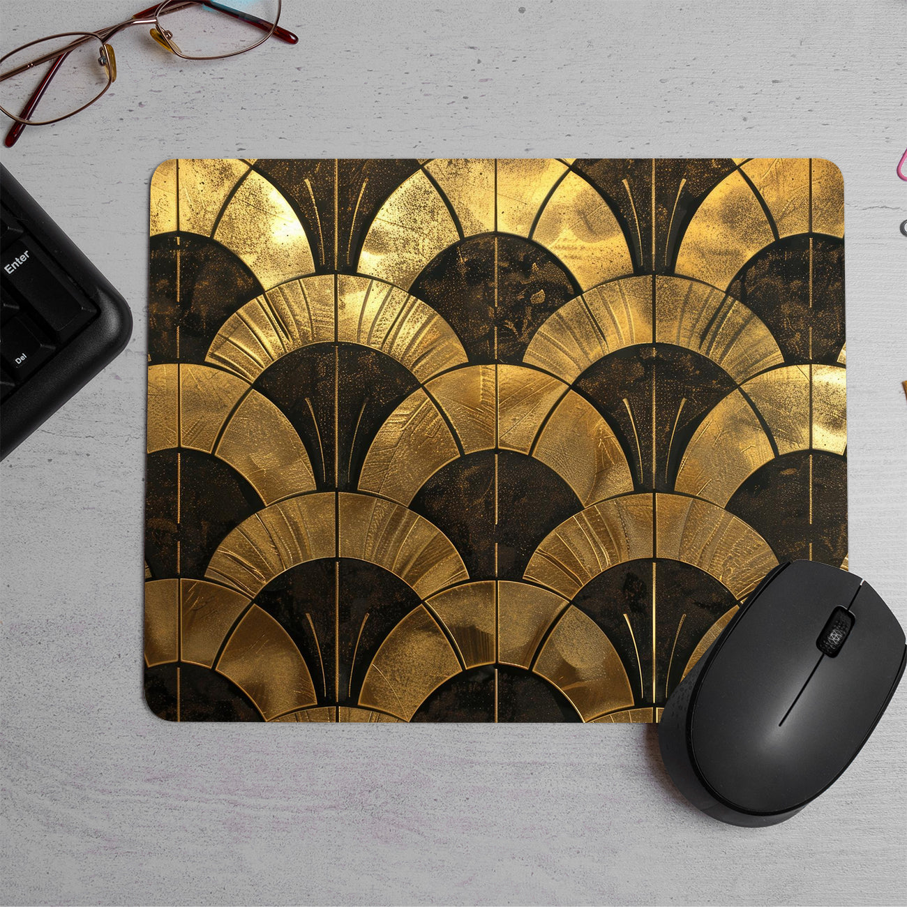 Gold geometric art Printed Mouse Pad (DESIGN-118)