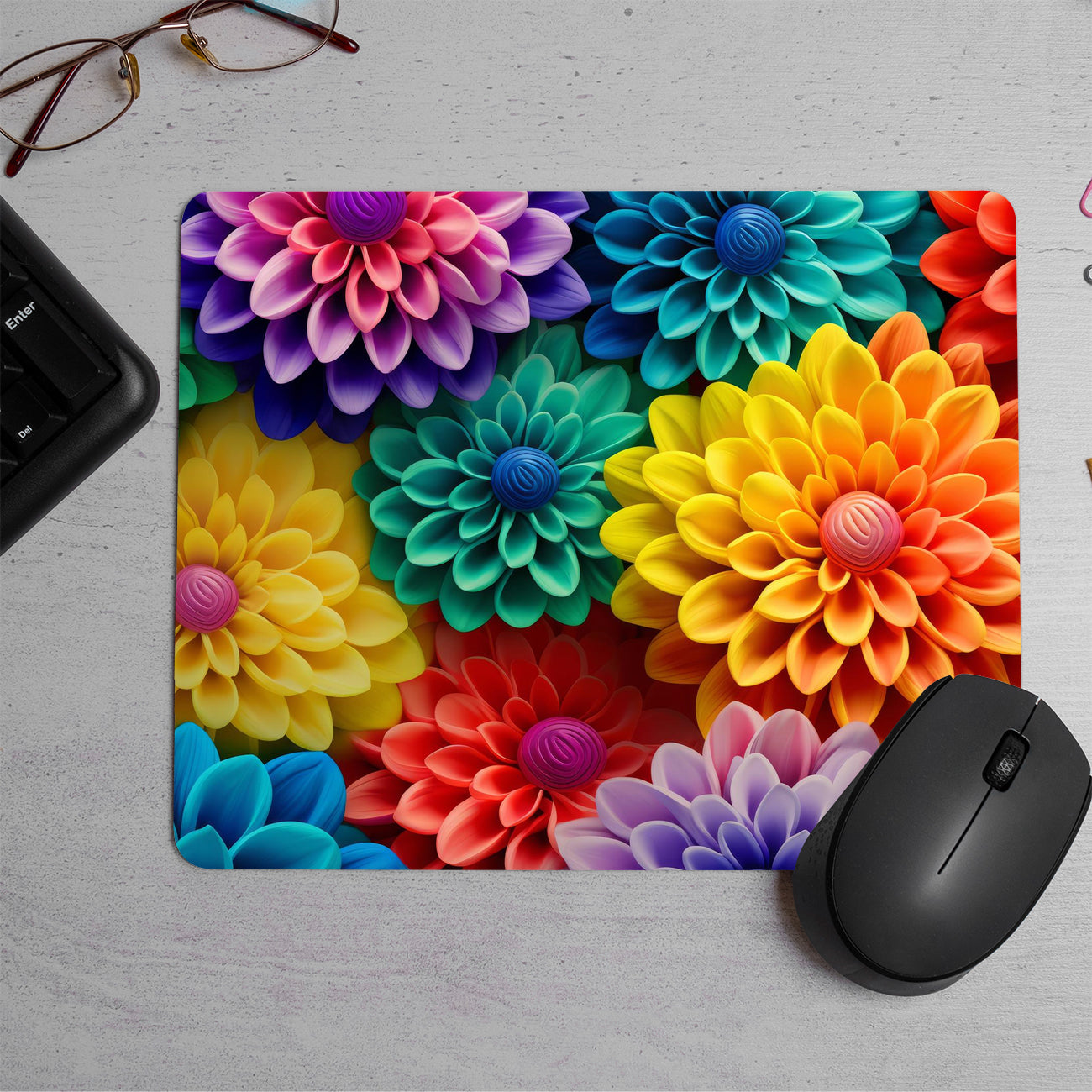 Neon flower  Printed Mouse Pad (DESIGN-129)