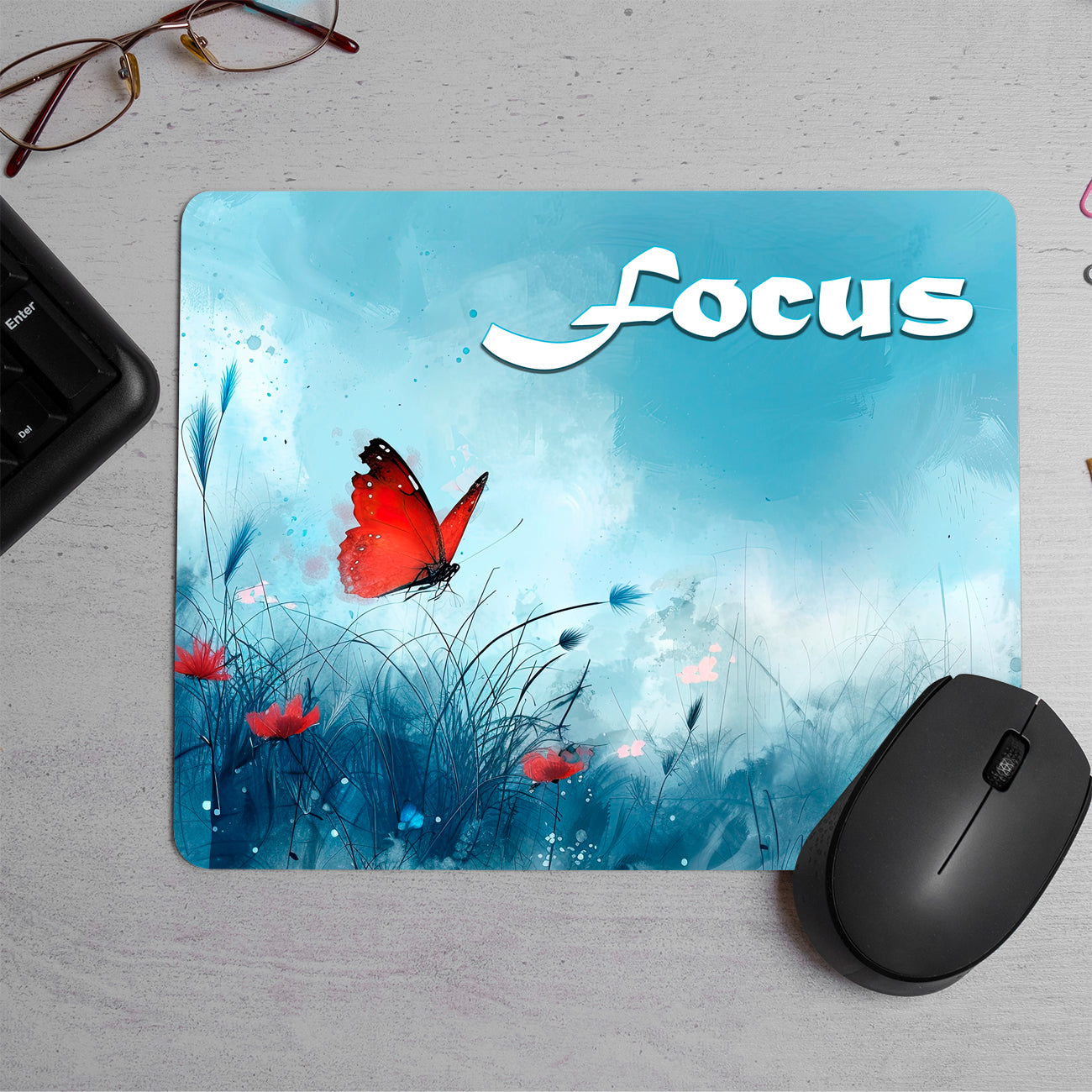 Butterfly Pattern Printed Mouse Pad (DESIGN-142)