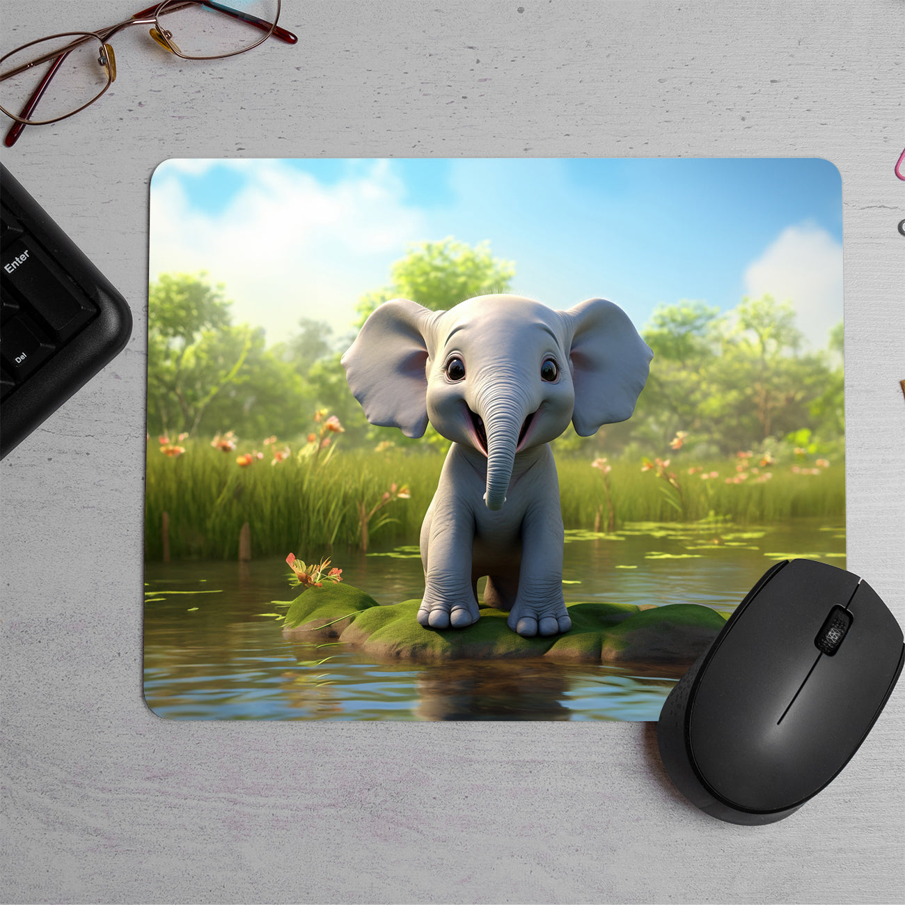 Baby elephant cartoon Printed Mouse Pad (DESIGN-146)