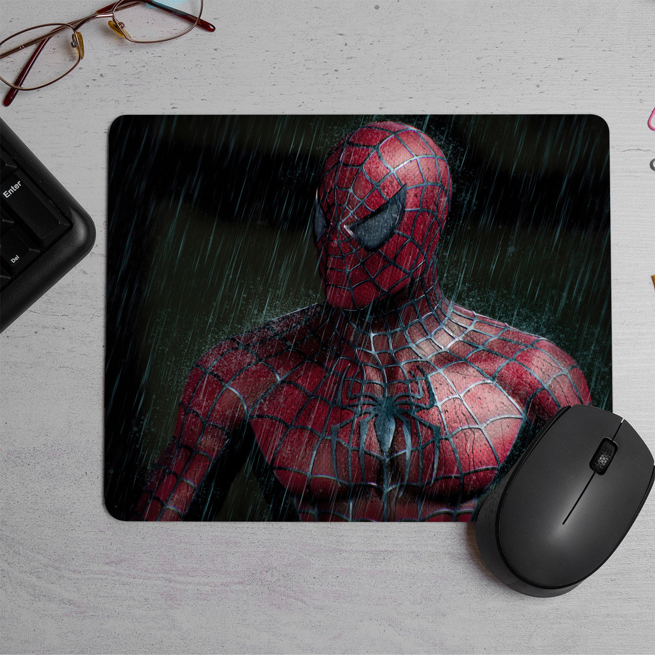 Spider man with rain Printed Mouse Pad (DESIGN-188)