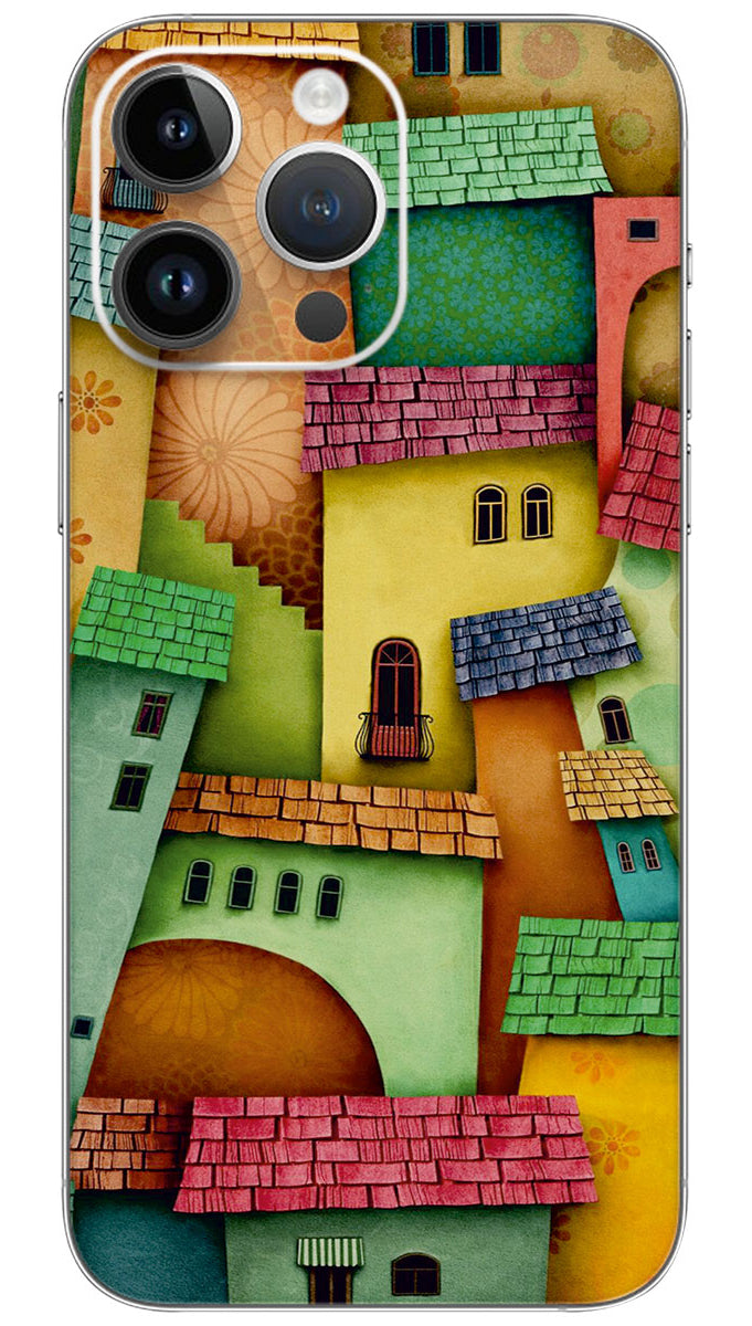 Enjoy Joyful Houses Jigsaw Puzzle Mobile Skin Wrap - PATTC0119
