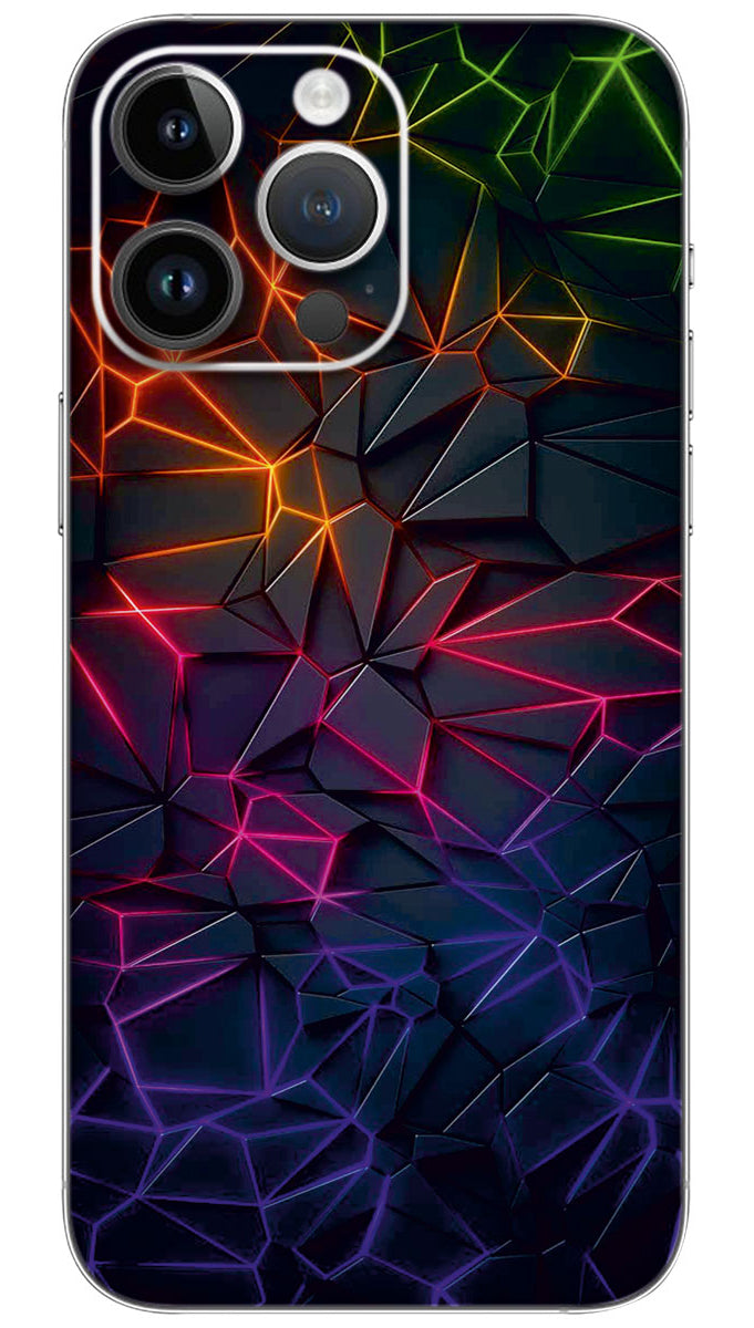 3D RGB Neon Lights Pattern Mobile Skin Wrap - PATTC0126