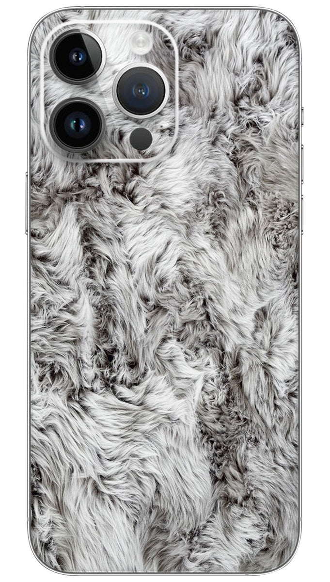 white color Faux Fur Throw Mobile Skin Wrap - PATTF0024