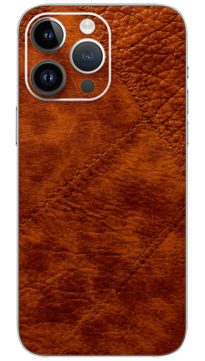 Tan color leather sitiched pattern Mobile Skin Wrap - PATTL0049