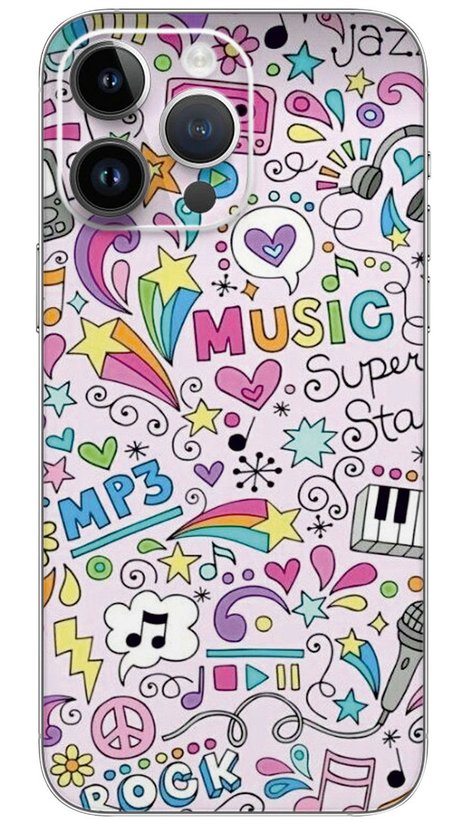 Music Doodle art pattern Mobile Skin Wrap - PATTM0035