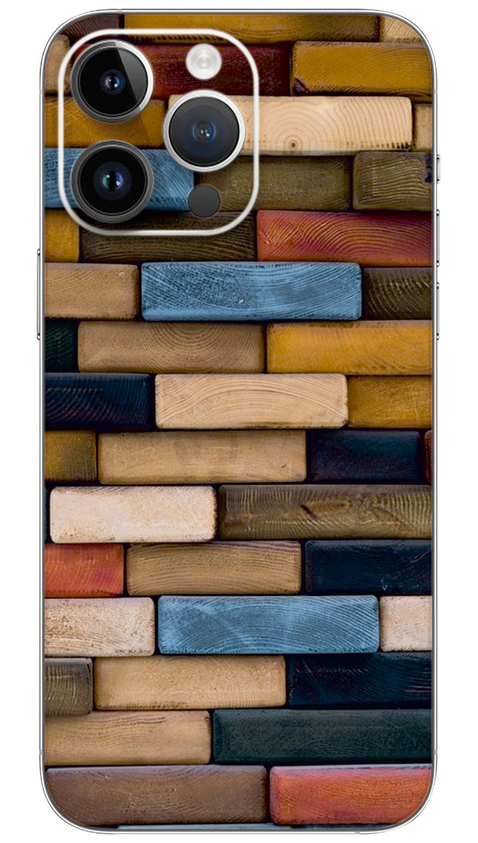 Wooden Bricks Wall pattern Mobile Skin Wrap - PATTW0004