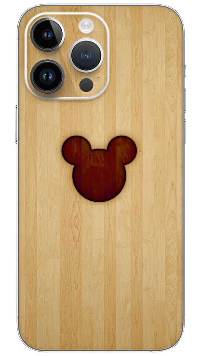 Mickey Mouse on wooden texture pattern Mobile Skin Wrap - PATTX0062