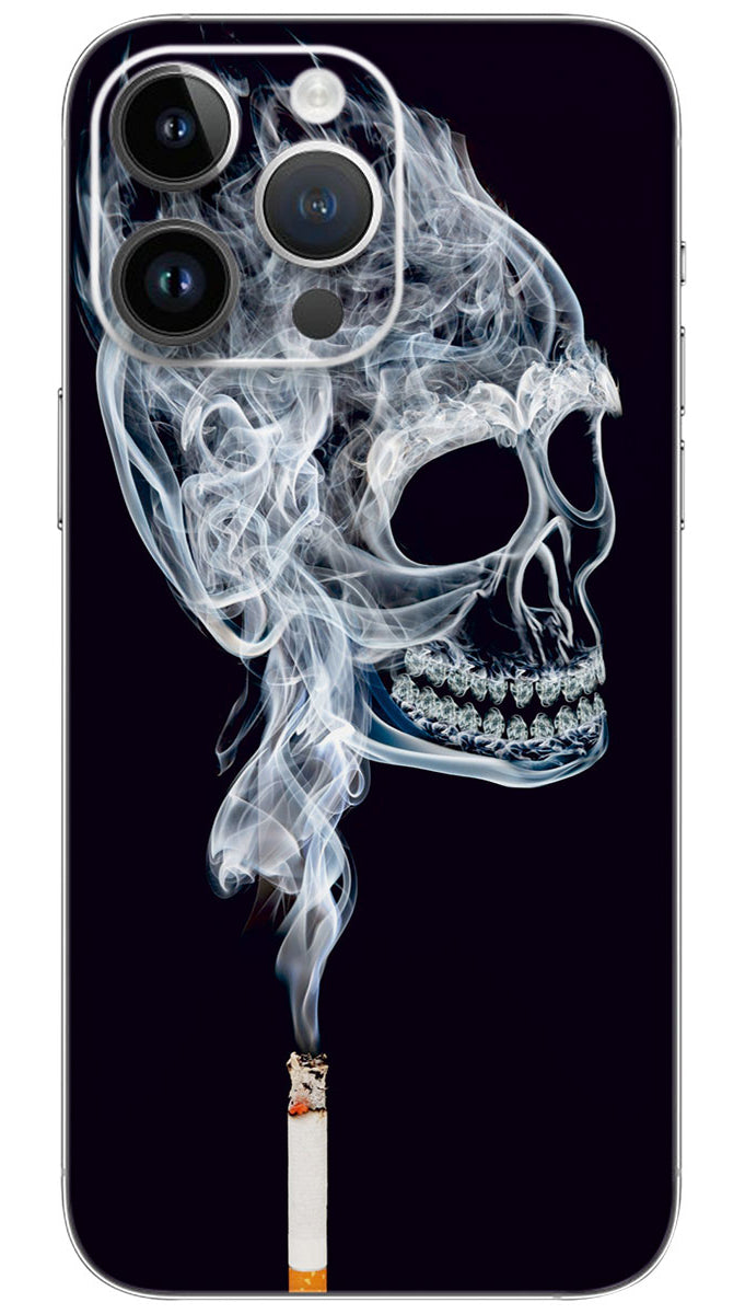 Smoking skull bad boy background Mobile Skin Wrap - SKUL0005