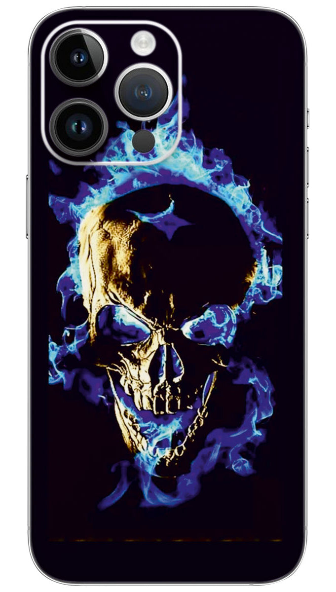 Skull in blue flames Mobile Skin Wrap - SKUL0012