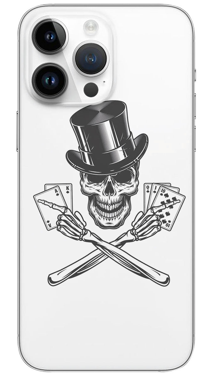 Skull In Cylinder Hat Playing Cards Mobile Skin Wrap - SKUL0021