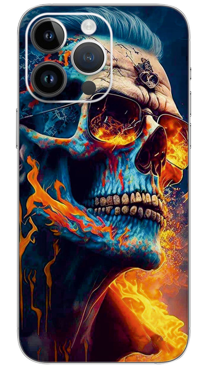 Skull burned in fire Mobile Skin Wrap - SKUL0034