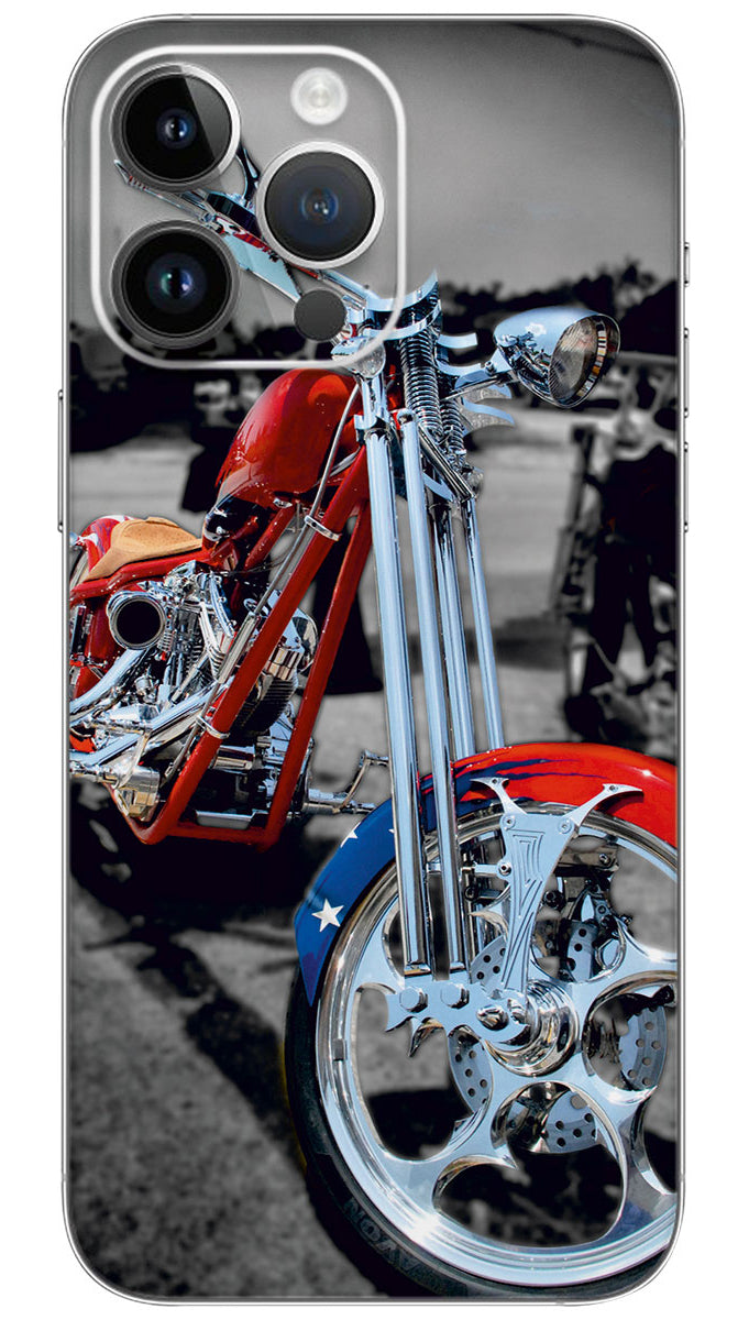 Red Harley Davidson Chopper Mobile Skin Wrap - VEH0003