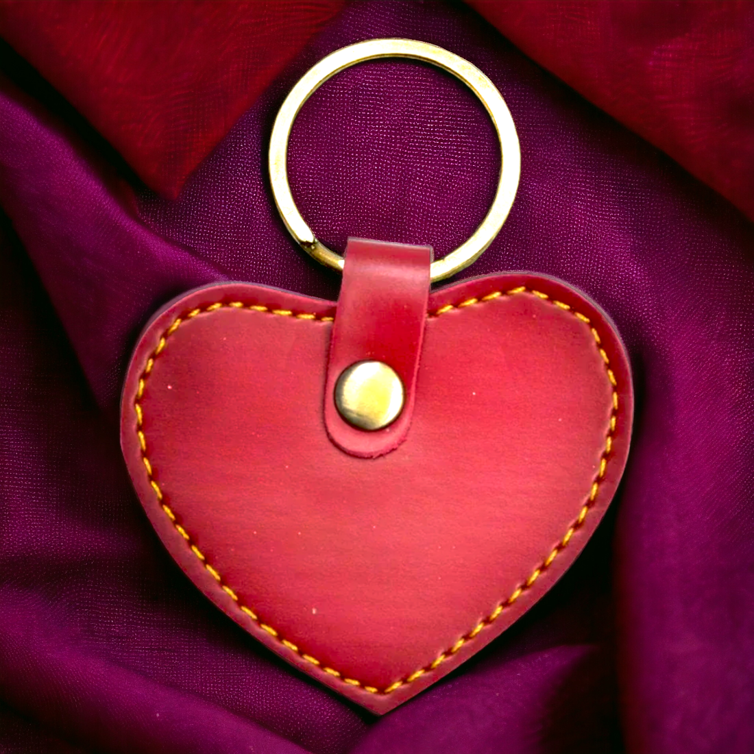 PERSONALISED STYLISH HEART KEYCHAIN - WINE