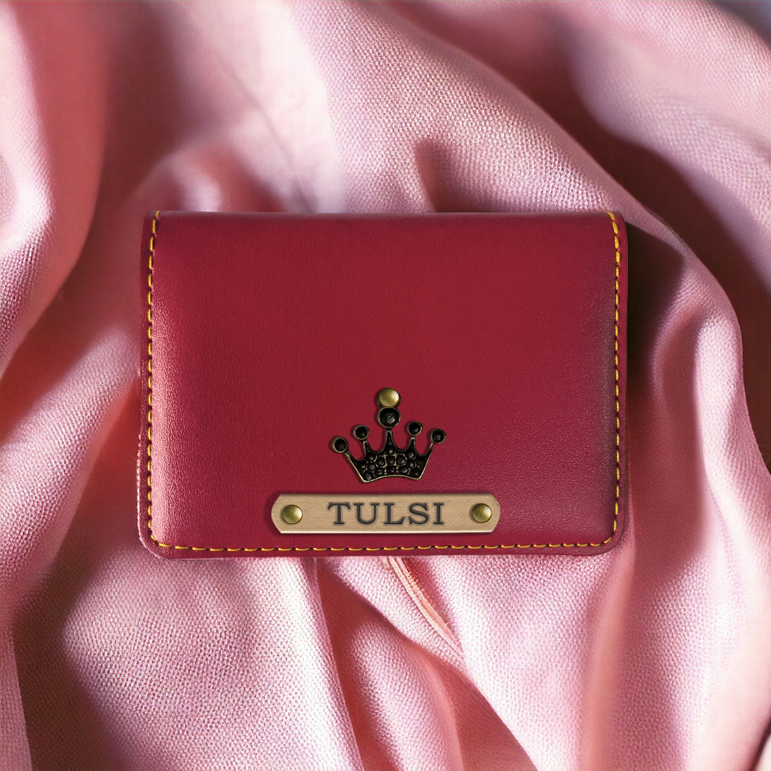 PERSONALISED LEATHER CARD HOLDER - WINE