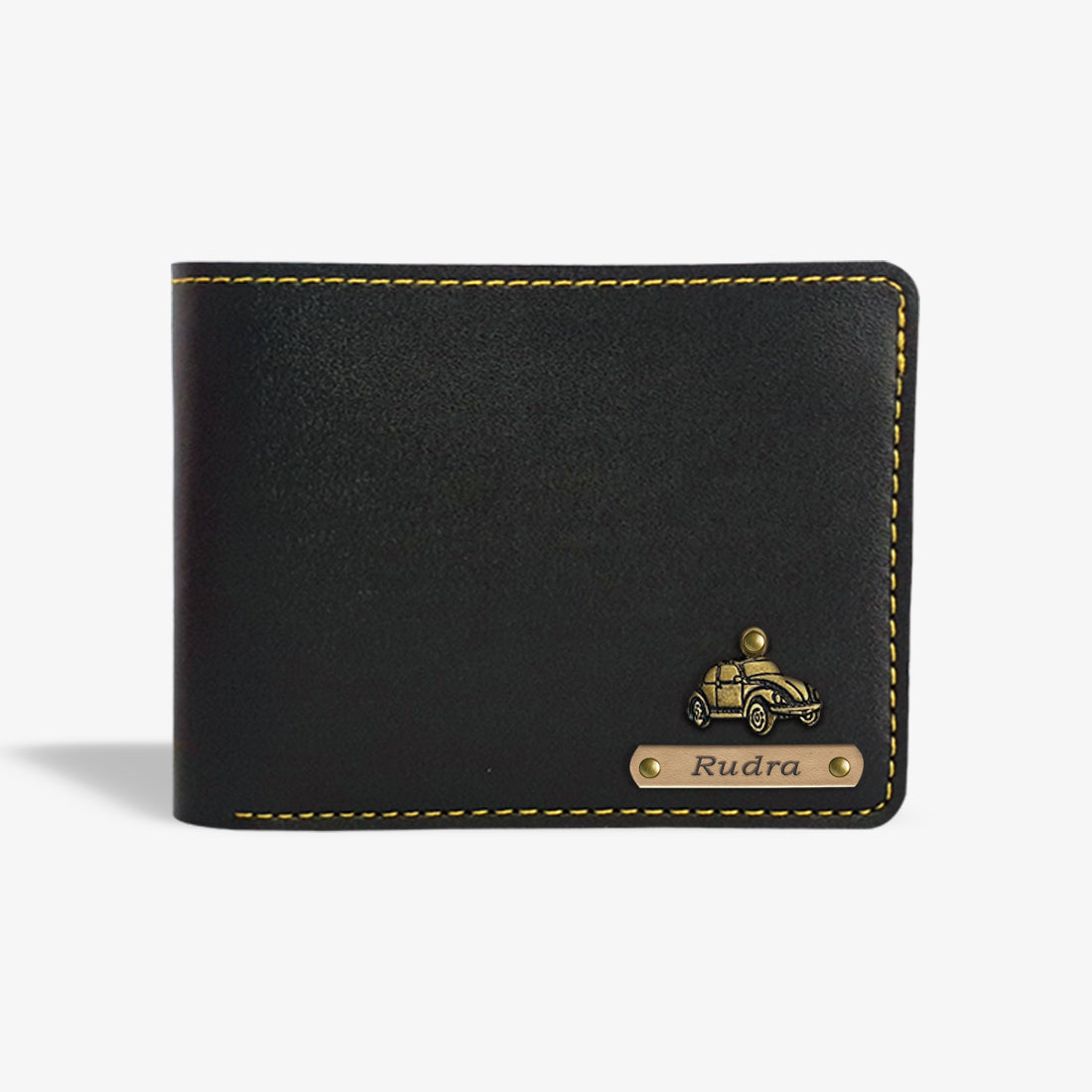 PERSONALISED MENS WALLET WITH CHARM - BLACK