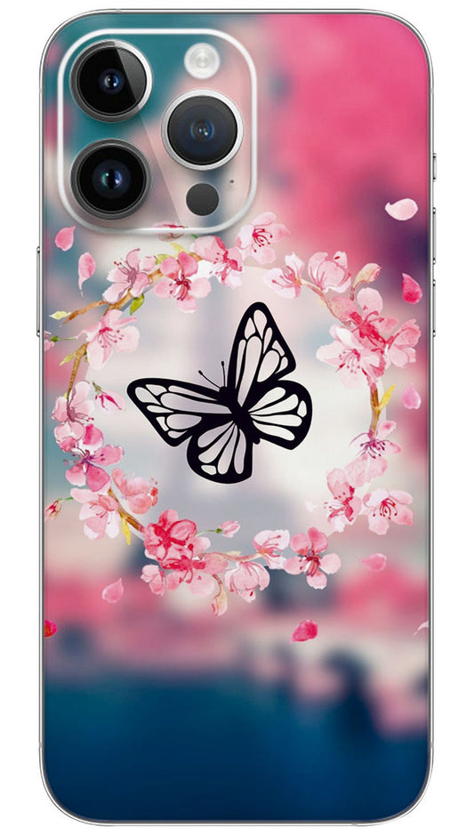 Cute pink butterfly Mobile Skin Wrap  - ANI0011