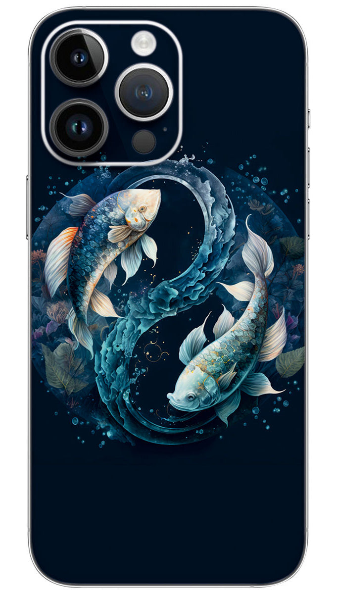 Pisces zodiac sign on space Mobile Skin Wrap  - ANI0111