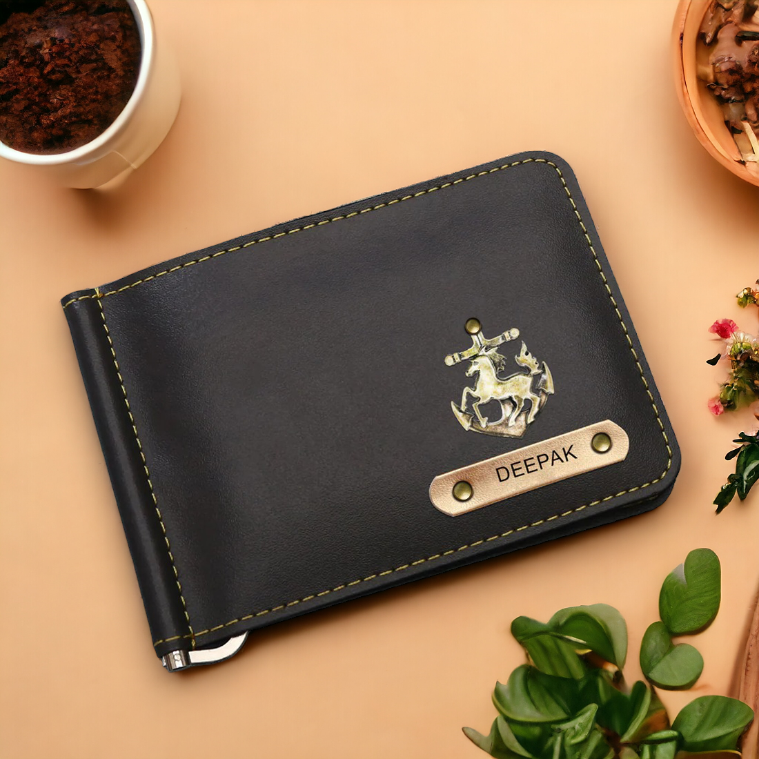 PERSONALISED MONEY CLIP WALLET - BLACK