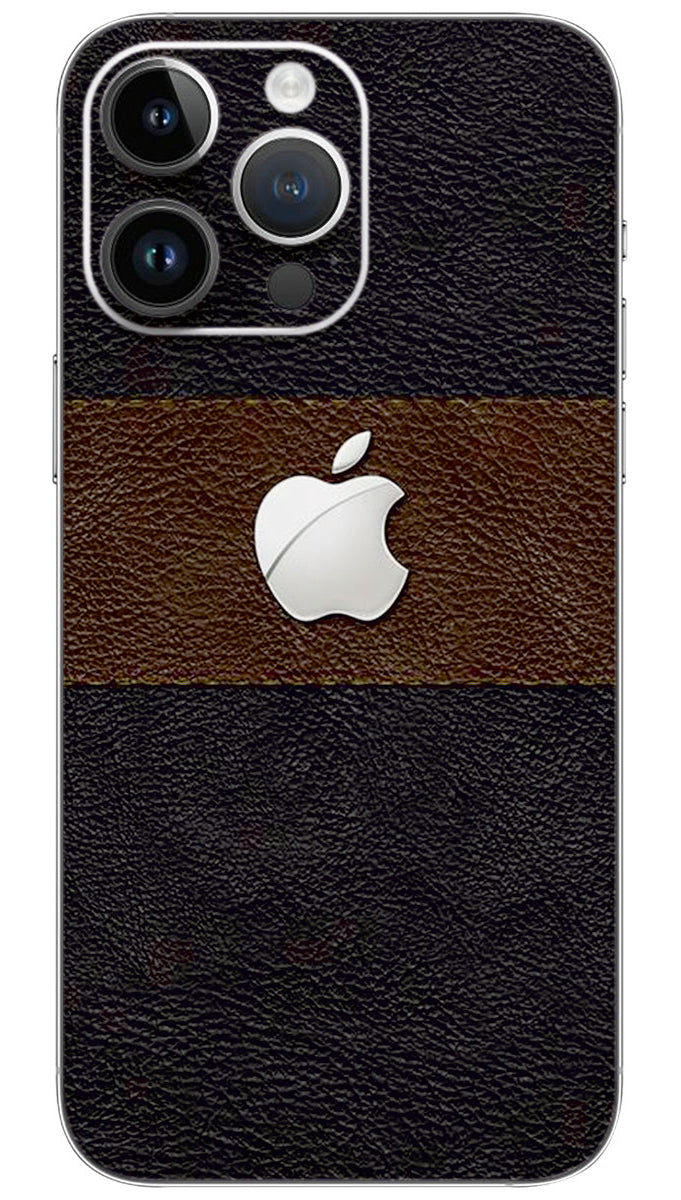 Leather style apple logo design Mobile Skin Wrap  - BR0003