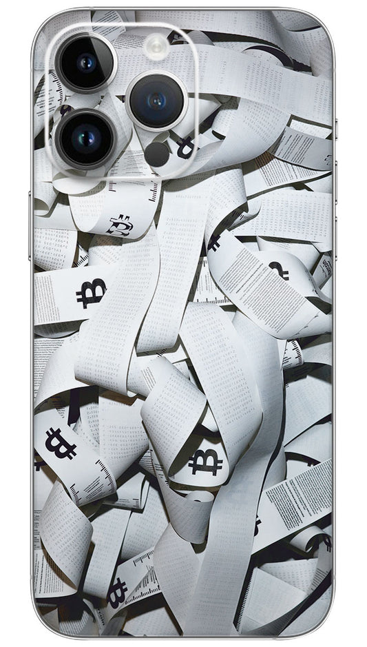 A pile of white ribbons with black letters Mobile Skin Wrap  - BR0128