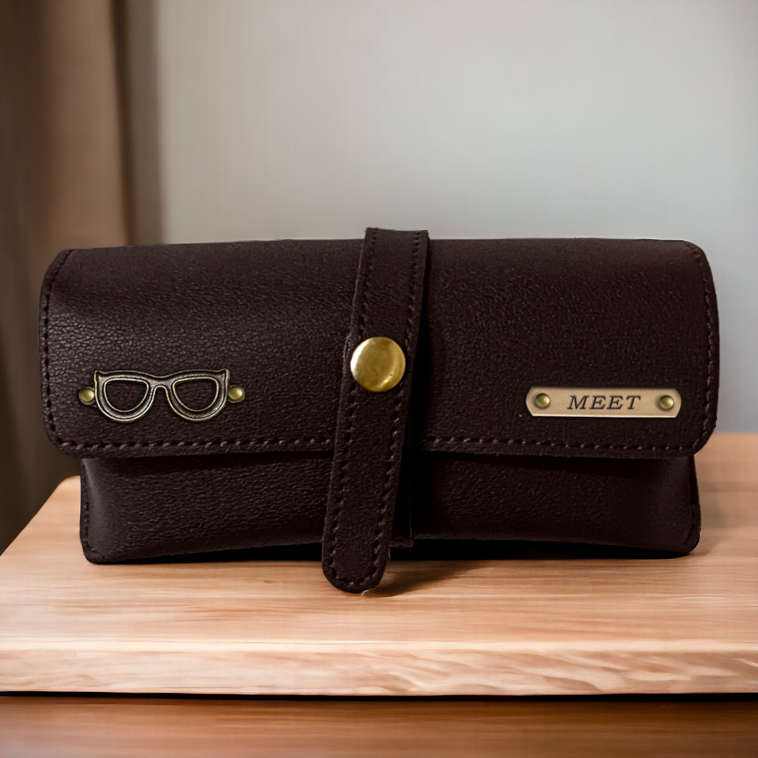 PERSONALISED EYEWEAR CASE - BROWN