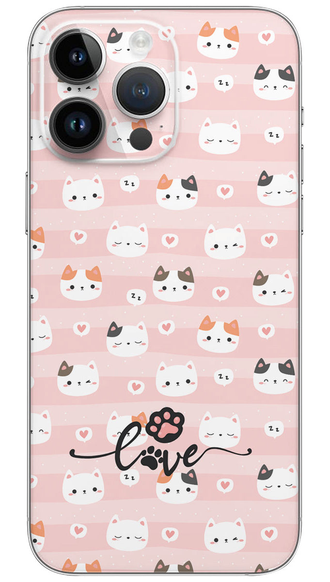 Kawaii neko love  Cute cats  Mobile Skin Wrap  - LOVE0066