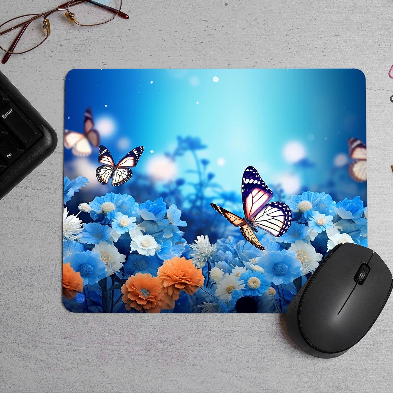 Blue Butterfly Printed Mouse Pad (DESIGN-131)