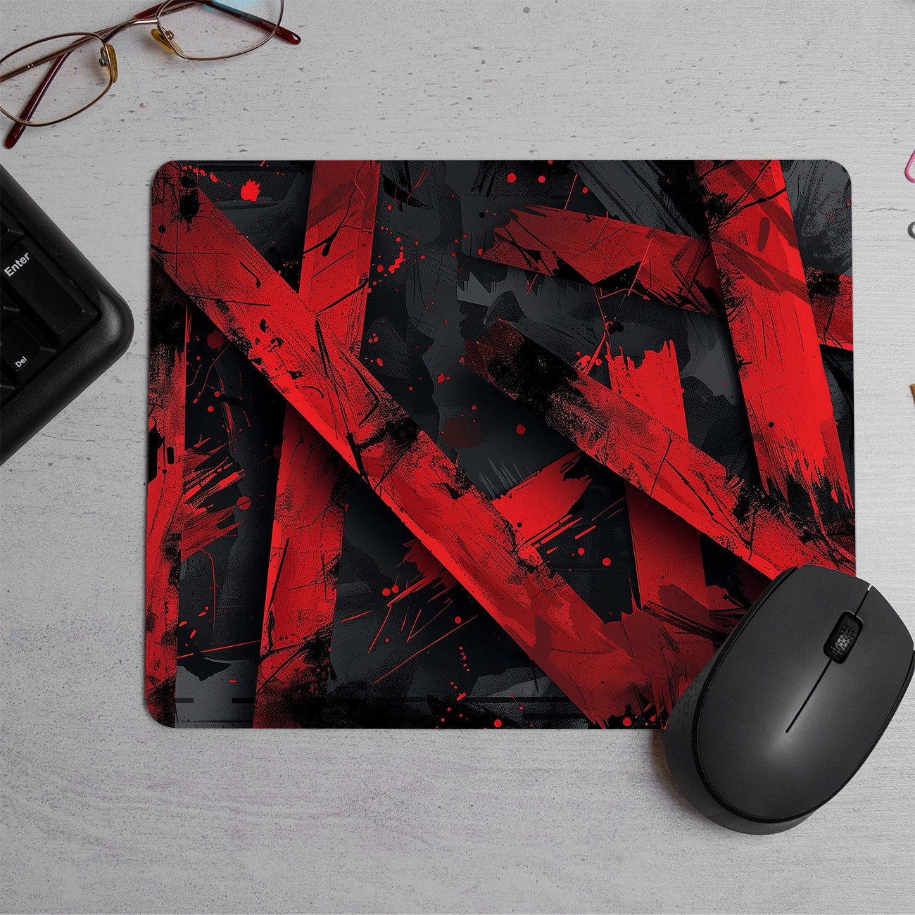 Red Abstract Art Printed Mouse Pad (DESIGN-248)