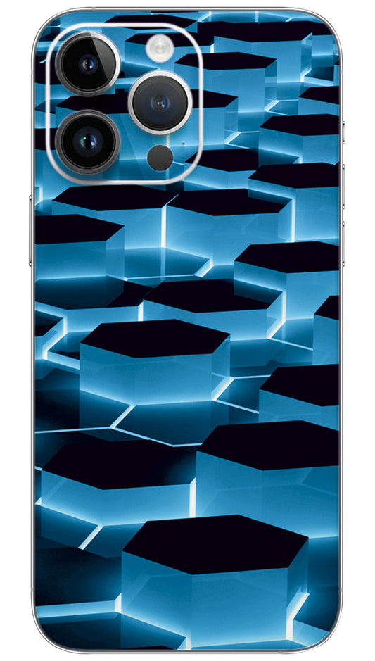 Blue Hexagons 3D Mobile Skin Wrap  - PATTC0001