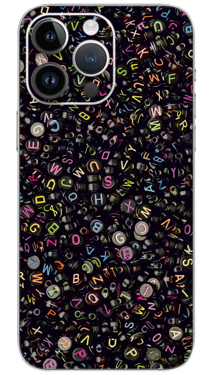 Black English alphabet beads pattern Mobile Skin Wrap  - PATTC0098