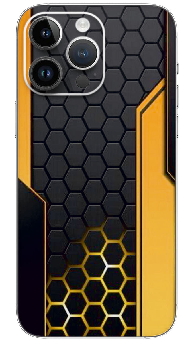 Hexagonal balck golden color pattern Mobile Skin Wrap  - PATTH0002