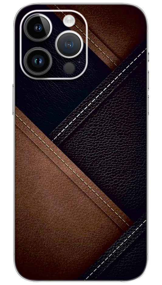 Tan and brownLeather stitched  pattern Mobile Skin Wrap  - PATTL0053