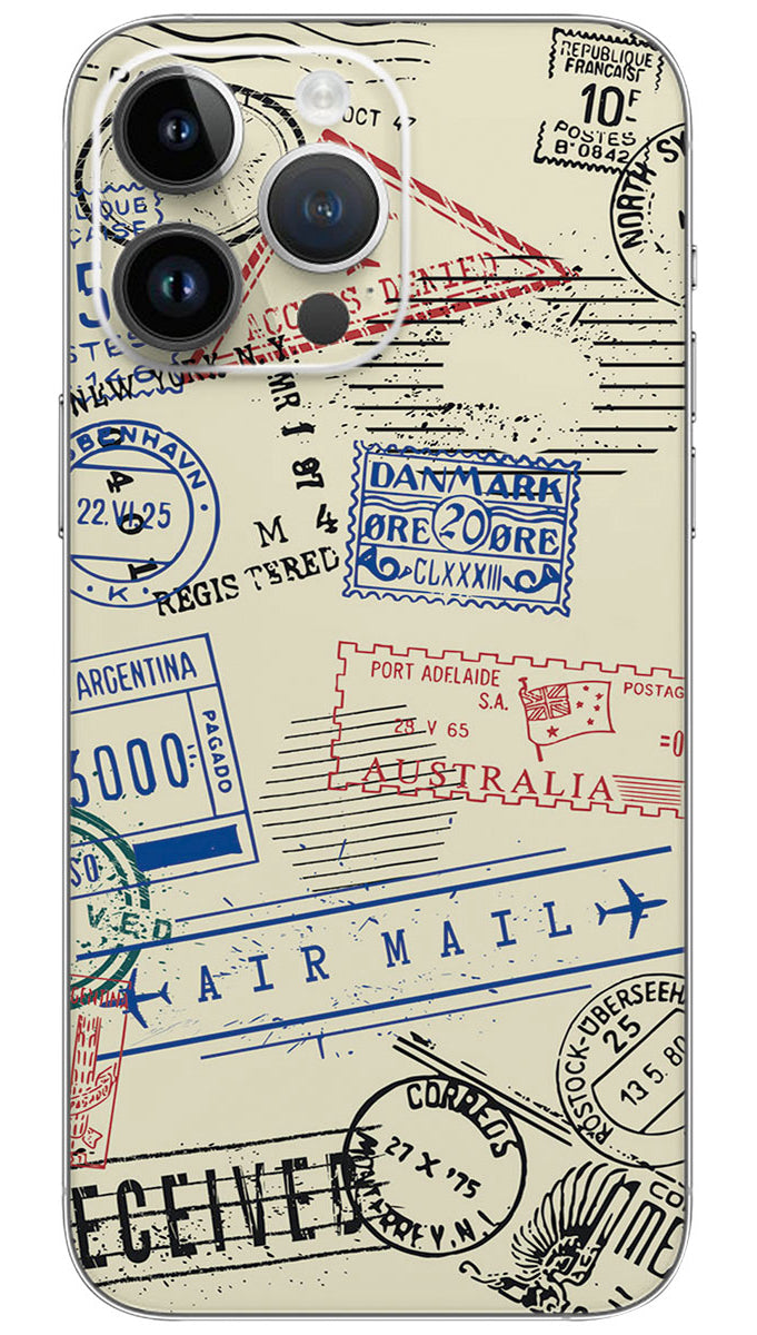 Stamp Immigration passport pattern Mobile Skin Wrap  - PATTM0014