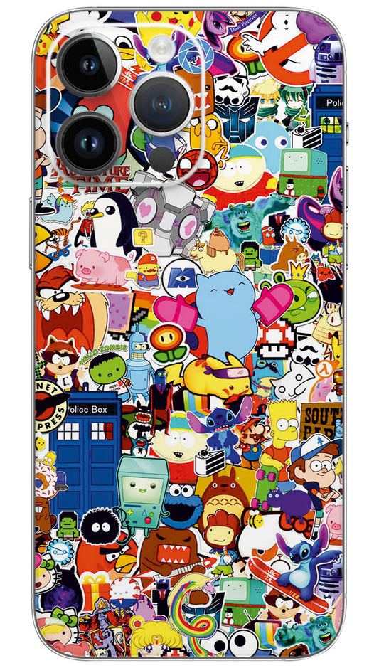 Cartoon Collage Mobile Skin Wrap  - PATTM0022