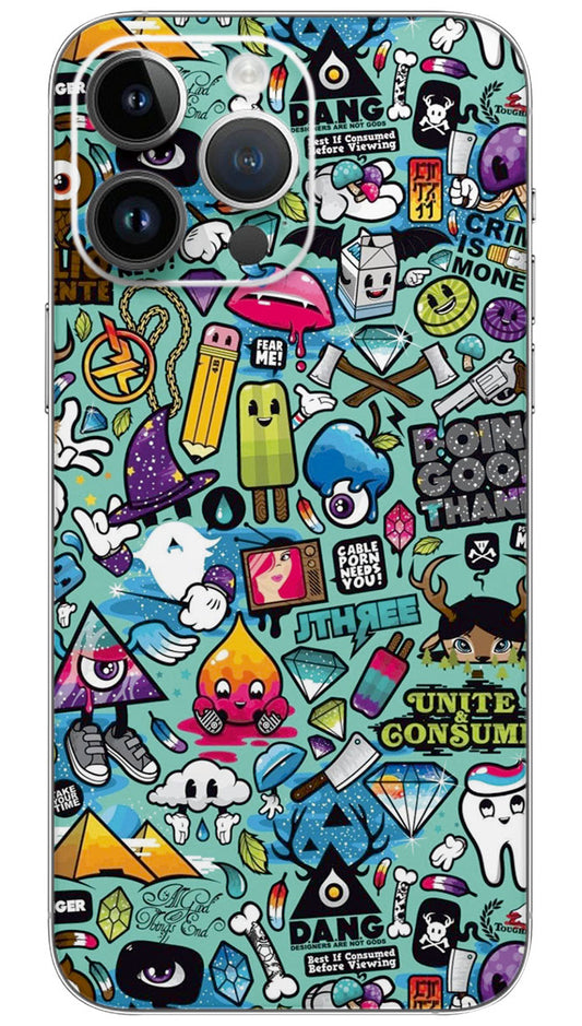 Fancy grafiti design pattern  Mobile Skin Wrap  - PATTM0027