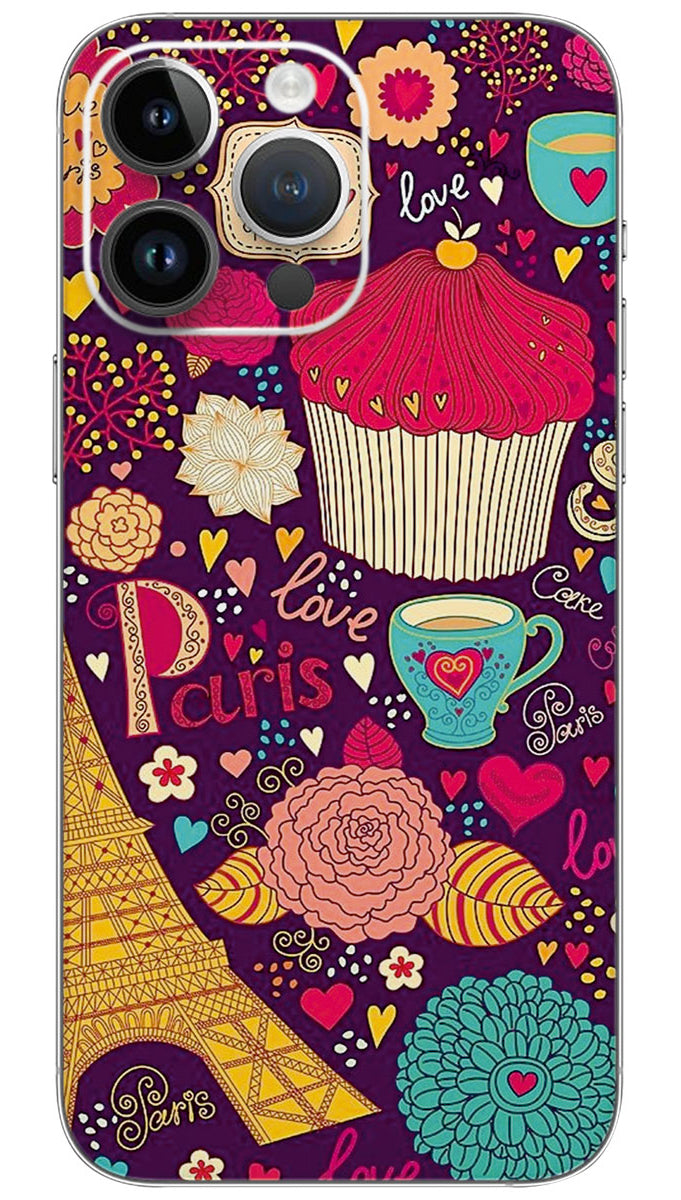 Eiffel Tower art pattern Mobile Skin Wrap  - PATTM0032