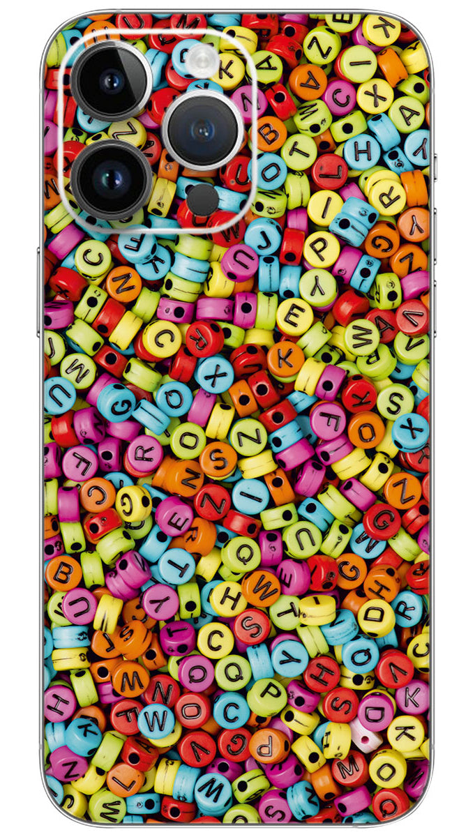 Colorful english letter pattern Mobile Skin Wrap  - PATTM0051