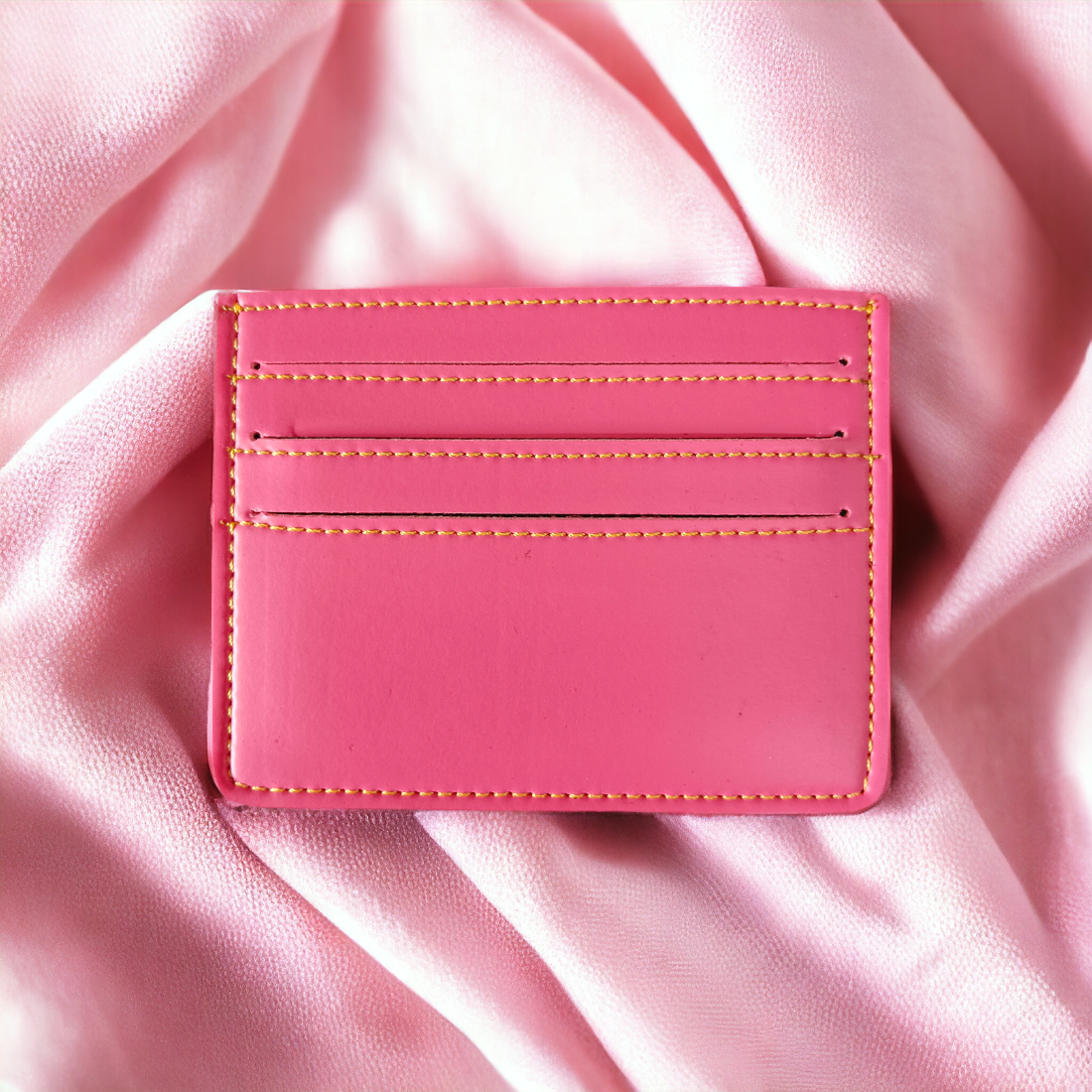 PERSONALISED LEATHER MINIMALISTIC CARD HOLDER - PINK