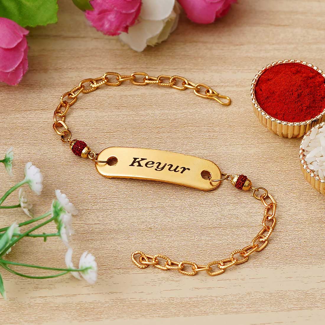 PERSONALISED CUSTOM BRACELET RUDRAKSHA RAKHI