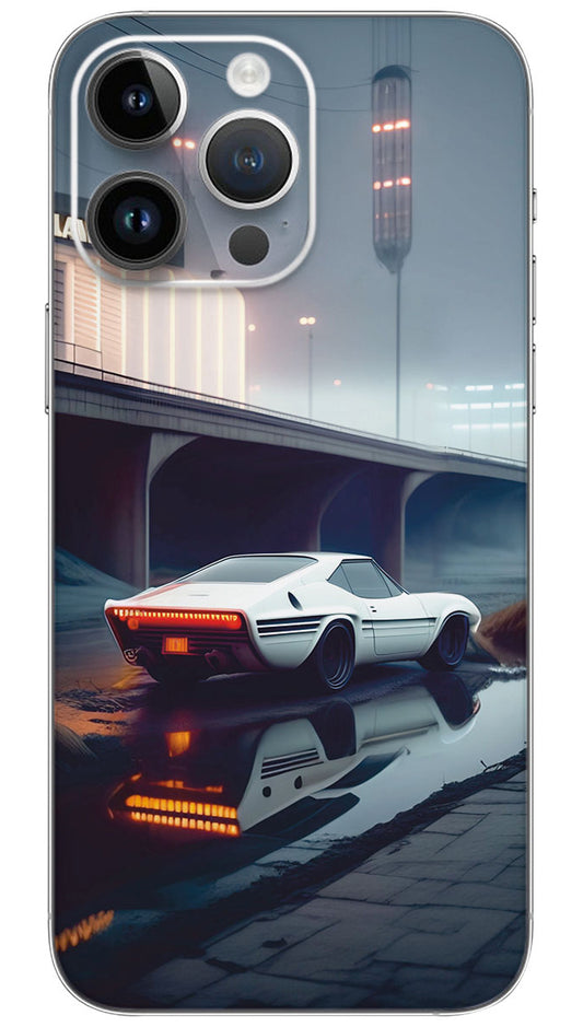 white car with night mode Mobile Skin Wrap  - VEH0068