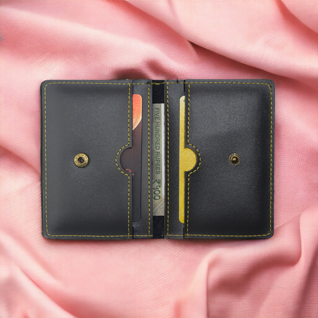 PERSONALISED LEATHER  CARD HOLDER - BLACK